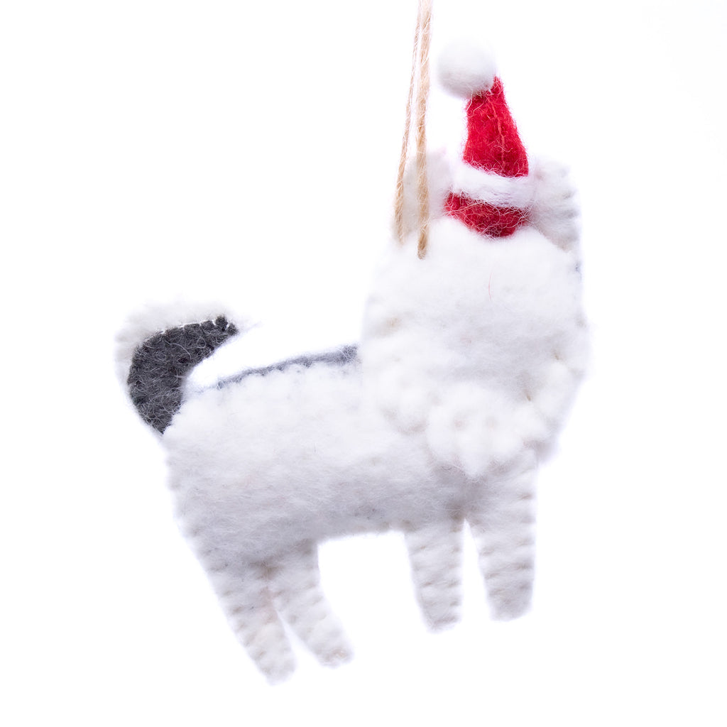 Husky Santa Handmade Felt Ornaments, Set of 2