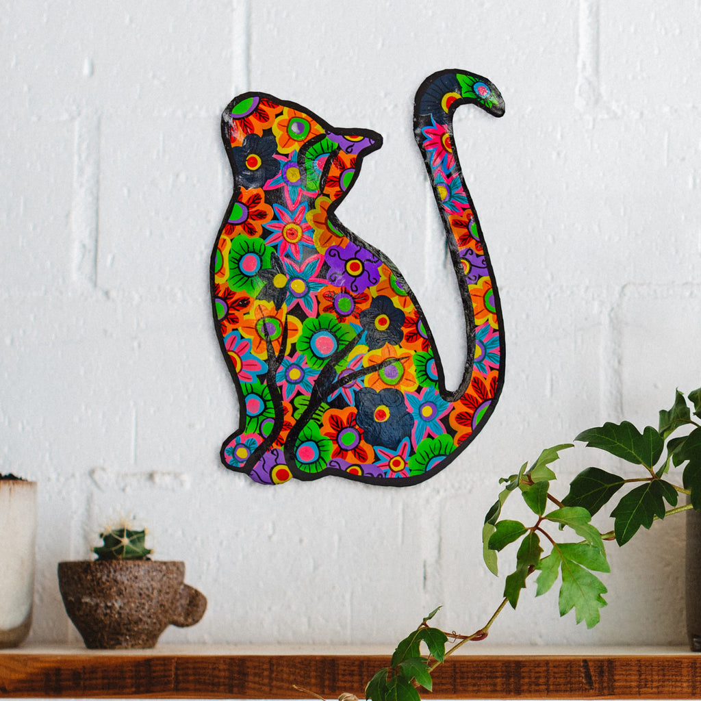 Happy Kitty Haitian Steel Drum Wall Art, 13 inch