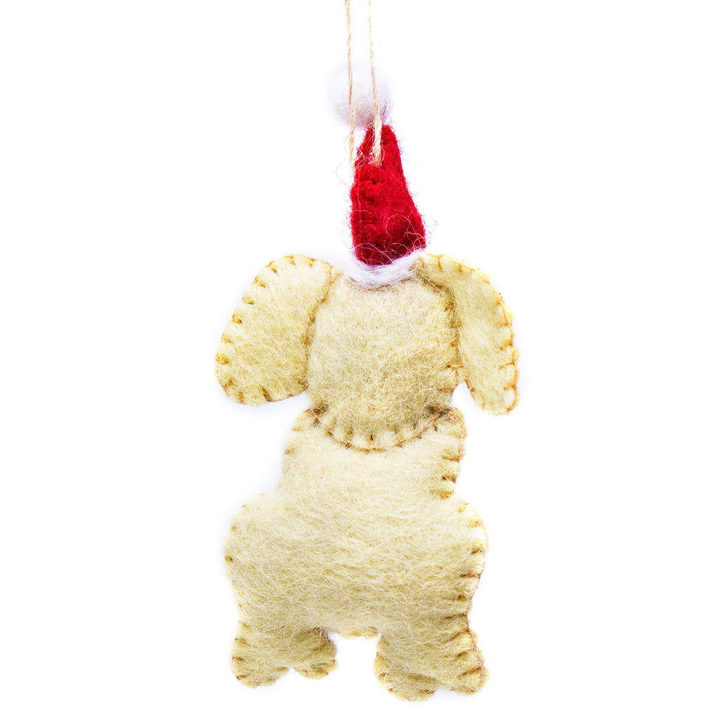 Golden Labrador Santa Handmade Felt Ornaments, Set of 2