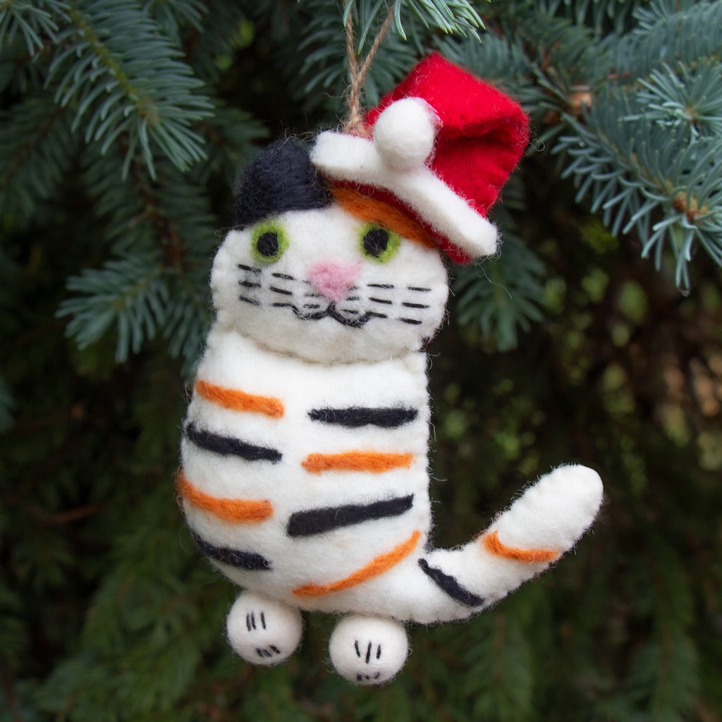 The Kitty Collection of 4 Santa Cat Felt Ornament