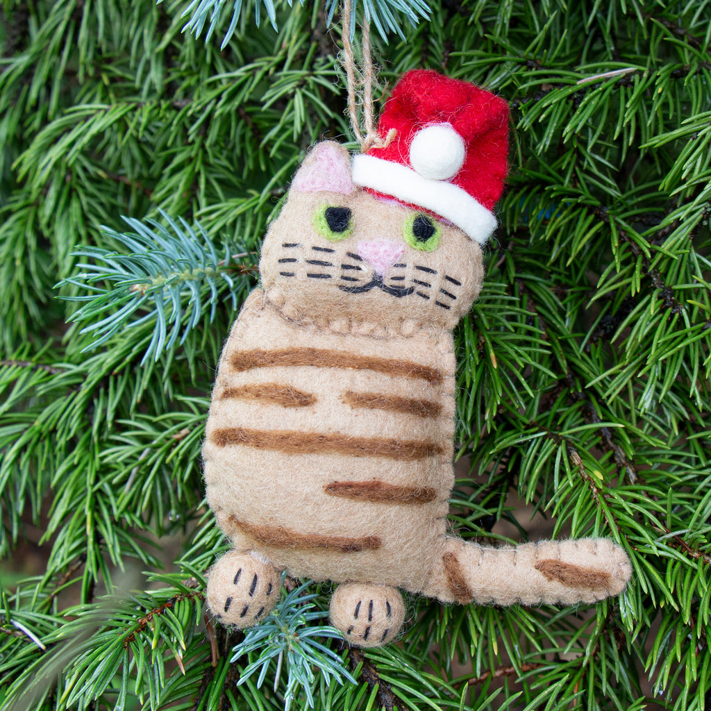 The Kitty Collection of 4 Santa Cat Felt Ornament