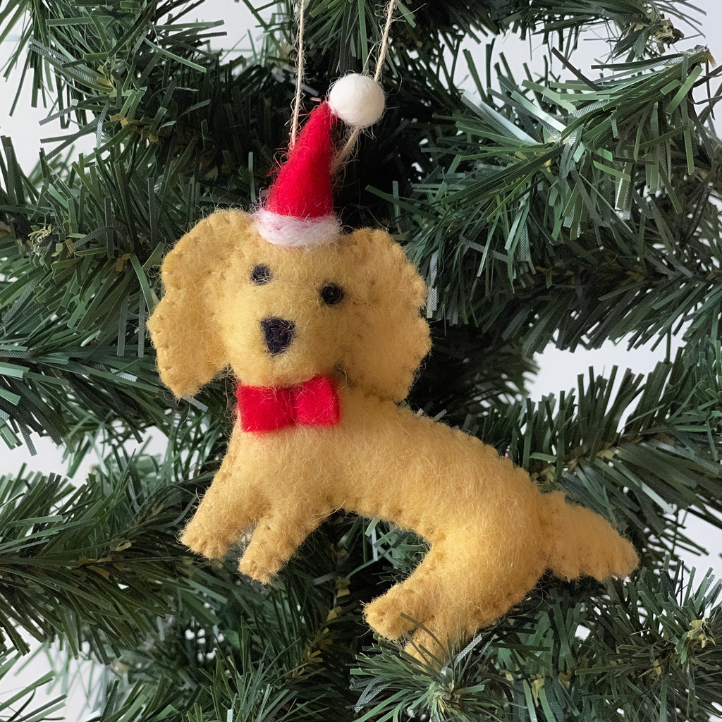 Labradoodle Santa Handmade Felt Ornaments, Set of 2