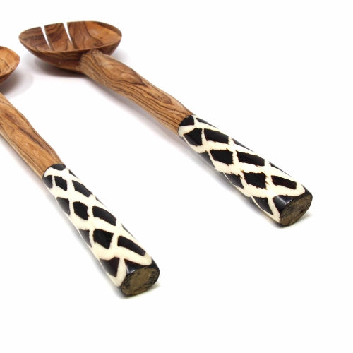 Olive Serving Set with Bone Handles 11 inch