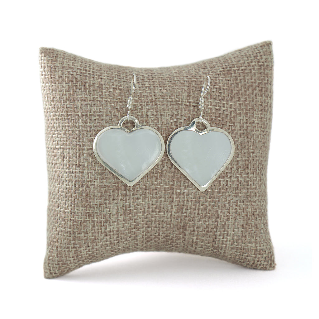 Mother of Pearl Heart Dangle Earrings